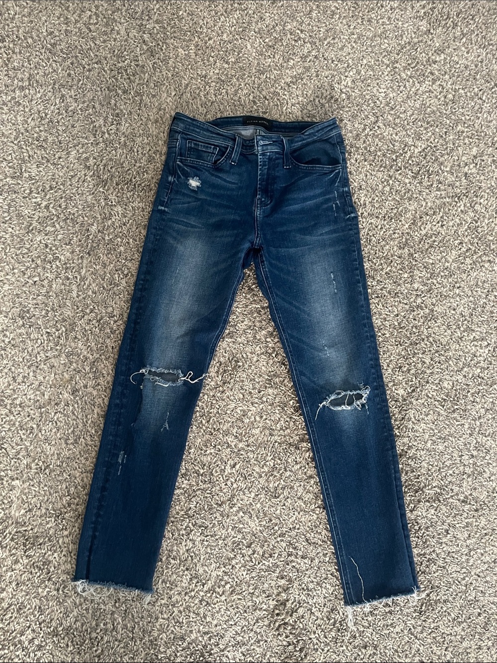 Flying Monkey Men's Dark Indigo Skinny Jeans with Knee Rips